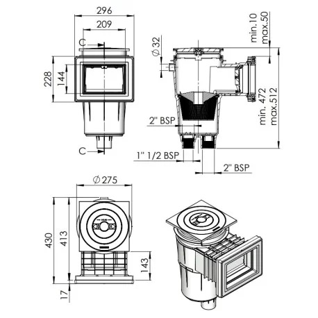 Skimer 17,5 l standard za beton